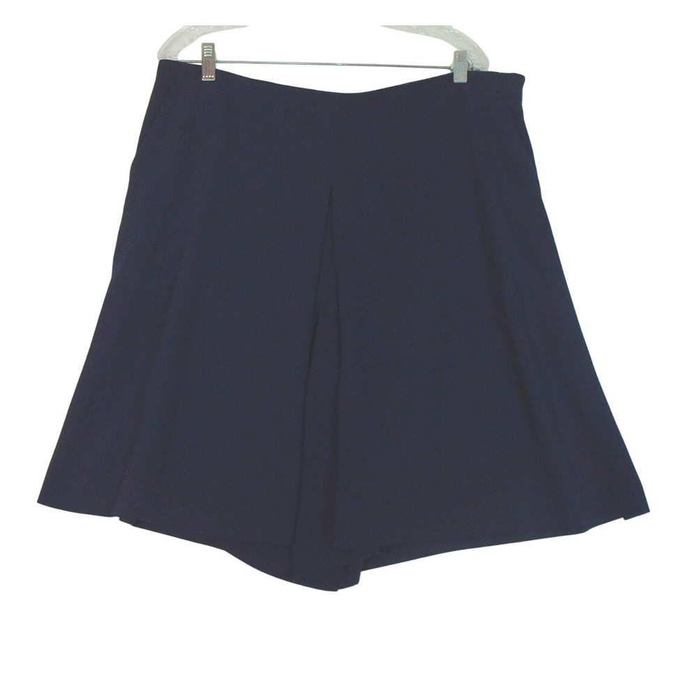 Lauren Ralph Lauren Skort Pleated Slit Skirt Pockets Navy Blue Women Sz 16